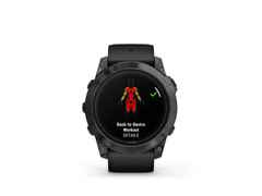 Garmin epix Pro Sapphire Titan carbongrau beschichtet 51 mm Kautschukband schwarz – Herrenuhren Uhr Multifunktion aus DLC beschichtet, Kautschuk und Titan. Das Gehäuse ist rund und schwarz. Das Kautschuk / Kunststoff / Silikon Armband ist schwarz. Das Zifferblatt ist digital und schwarz. – Ansicht 2