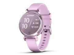 Garmin Lily 2 Smartwatch Aluminium eloxiert 35mm fliederfarbenes Display fliederfarbenes Silikonband – Damenuhren Uhr Multifunktion aus eloxiertes Aluminium, Kunststoff und Polyamid. Das Gehäuse ist rund und lila. Das Kautschuk / Kunststoff / Silikon Armband ist lila. Das Zifferblatt ist digital und lila.