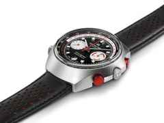 Hamilton Chrono-Matic 50 Limited Edition schwarzes Lederband – Herrenuhren Chronograph aus Edelstahl und Leder. Das Gehäuse ist rund und silber. Das Lederarmband ist schwarz. Das Zifferblatt ist ein Index in schwarz. – Ansicht 3