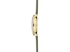 Sternglas Naos XS Edition Flora Quarz Edelstahl PVD-Gelbgold 33mm grünes Zifferblatt grünes Lederband – Damenuhren Uhr mit Datum aus Edelstahl und PVD beschichtet. Das Gehäuse ist rund und gelbgold. Das Lederarmband ist grün. Das Zifferblatt ist ein Index in grün. – Ansicht 3