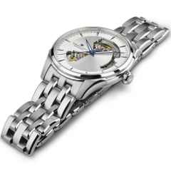 Hamilton Jazzmaster Open Heart Automatik Edelstahl 40mm silbernes Zifferblatt Metallband – Herrenuhren Uhr ohne Datum aus Edelstahl. Das Gehäuse ist rund und silber. Das Edelstahlarmband ist silber. Das Zifferblatt ist ein Index in silber. – Ansicht 2