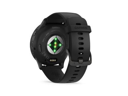 Garmin Venu 3 faserverstärktes Polymer Schiefergrau 45mm schwarzes Kautschukband – Herrenuhren Uhr Multifunktion aus Edelstahl, Kautschuk, Kunststoff und PVD beschichtet. Das Gehäuse ist rund und anthrazit. Das Kautschuk / Kunststoff / Silikon Armband ist schwarz. Das Zifferblatt ist digital und schwarz. – Ansicht 5