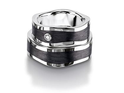 Furrer Jacot Trauring Paar Nr. 41 Carbon – Ringe Trauring mit Besatz aus 950 Palladium, Carbon und und .