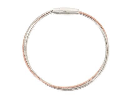 Pesavento DNA Shiny Armreif bicolor schmal – Armschmuck Armband aus 750 Rotgold, 925 Silber und und vergoldet.
