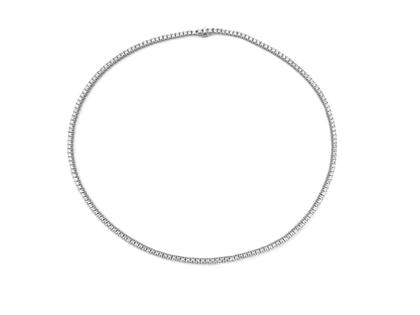 Facet Tennis Collier Weißgold 43cm mit Brillanten 6,30ct – Halsschmuck Collierkette aus 750 Weißgold.
