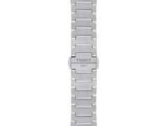 Tissot PRX Quarz Edelstahl 35mm blaues Zifferblatt Metallband – Damenuhren Uhr mit Datum aus Edelstahl. Das Gehäuse ist rund und silber. Das Edelstahlarmband ist silber. Das Zifferblatt ist ein Index in blau. – Ansicht 2