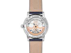 Frederique Constant Manufacture Classic Moonphase Date Automatik Edelstahl 40mm Türkis-Zifferblatt blaues Lederband limitiert – Herrenuhren Uhr mit Datum aus Edelstahl und Leder. Das Gehäuse ist rund und silber. Das Lederarmband Kroko / Alligator ist blau. Das Zifferblatt ist ein Index in türkis. – Ansicht 2