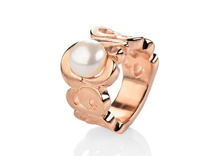 Drachenfels Design Perlentau Ring mittel rosé – Ringe Ring aus 925 Silber.
