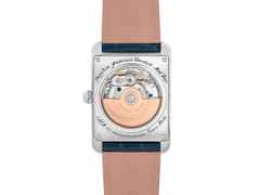 Frederique Constant Classics Carree Automatic Edelstahl blaues Zifferblatt blaues Lederband – Herrenuhren Uhr mit Datum aus Edelstahl und Leder. Das Gehäuse ist rechteckig und silber. Das Lederarmband ist blau. Das Zifferblatt ist ein Index in blau. – Ansicht 2