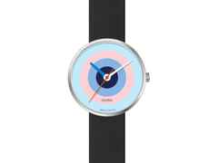 Walter Gropius J. Albers Edelstahl blau Lederband – Herrenuhren Uhr ohne Datum aus Edelstahl. Das Gehäuse ist rund und silber. Das Lederarmband ist schwarz. Das Zifferblatt ist ohne Zeichen und blau.