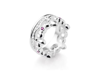 Drachenfels Design Lilienkönigin Kronenring Silber Amethyst – Ringe Ring aus 925 Silber.