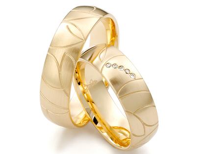 Max Kemper Trauring Paar Gelbgold 6,0mm gewölbt mit Brillant 0,025ct – Ringe Trauring mit Besatz aus 585 Rotgold.