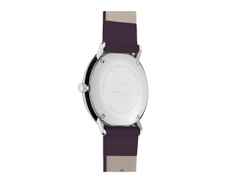 Junghans Max Bill Damen Quarz Edelstahl 32,7mm weißes Zifferblatt rotes Lederband – Damenuhren Uhr mit Datum aus Edelstahl. Das Gehäuse ist rund und silber. Das Lederarmband ist rot. Das Zifferblatt ist arabisch Index und weiß. – Ansicht 2