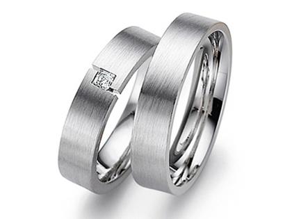 Gerstner Trauring Paar 21 mit Diamant – Ringe Trauring mit Besatz aus 585 Weißgold.