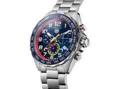 TAG Heuer Formula 1 Chronograph x Red Bull Racing Quarz Edelstahl blaues ZIfferblatt Metallband – Herrenuhren Chronograph aus Edelstahl. Das Gehäuse ist rund und silber. Das Edelstahlarmband ist silber. Das Zifferblatt ist ein Index in blau. – Ansicht 2