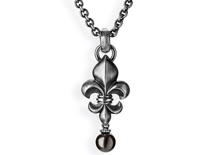 Drachenfels Design Lilienkönigin Anhänger Lilie groß Vintage Tahitiperle – Anhänger Anhänger mit Besatz aus 925 Silber.