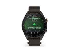 Garmin Approach S72 Titan Schwarz-DLC 43mm digitales Display schwarzes Textilband – Herrenuhren Uhr Multifunktion aus Keramik und Kunststoff. Das Gehäuse ist rund und schwarz. Das Textilarmband ist schwarz. Das Zifferblatt ist digital und schwarz.