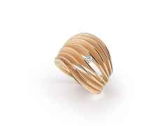Cammilli Firenze Velaa Ring Orange Apricot Gold 8reihig mit Brillant 0,100ct – Ringe Ring mit Besatz aus 750 Gelbgold.