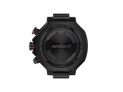 Tissot T-Race MotoGP                    2026 Chronograph Limited Edition Quarz Edelstahl 45mm schwarz-rotes Zifferblatt schwarzes Silikonband – Herrenuhren Chronograph aus Edelstahl und PVD beschichtet. Das Gehäuse ist rund und schwarz. Das Kautschuk / Kunststoff / Silikon Armband ist schwarz. Das Zifferblatt ist ein Index in schwarz. – Ansicht 8
