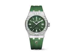 Maurice Lacroix Aikon Automatik Edelstahl 39mm grünes Zifferblatt grünes Kautschukband – Herrenuhren Uhr mit Datum aus Edelstahl. Das Gehäuse ist rund und silber. Das Kautschuk / Kunststoff / Silikon Armband ist silber. Das Zifferblatt ist ein Index in grün.