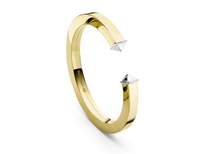 IsabelleFa Carré Sommet Armreif Gelbgold 7mm mit Brillanten 0,020ct – Armschmuck Armreif aus 750 Gelbgold, 950 Platin und und .
