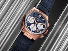 Frederique Constant Highlife Chronograph Automatic Edelstahl Roségold-PVD 41mm blau-weißes Zifferblatt blaues Lederband – Herrenuhren Chronograph aus Edelstahl und Leder. Das Gehäuse ist rund und roségold. Das Lederarmband ist blau. Das Zifferblatt ist ein Index in blau. – Ansicht 6