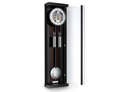 Erwin Sattler Seilzug Regulator Wanduhr Aperia III Limited Edition – Großuhren Wanduhr aus Holz. Das Gehäuse ist rechteckig und schwarz. Das Zifferblatt ist ein Index in weiß. – Ansicht 3