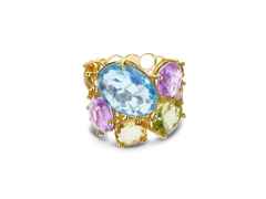 Nanis Ipanema Ring Gelbgold  Amethyst Topas Quarz Citrin – Ringe Ring mit Besatz aus 750 Gelbgold.
