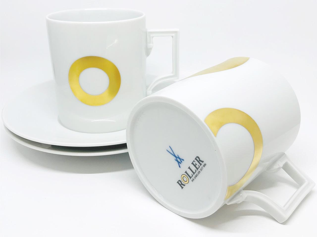 Meissen MUG Collection Henkelbecher Juwelier Roller Edition Gold Set – Porzellanwaren Tafelporzellan in weiß und aus Porzellan und vergoldet. – Ansicht 3
