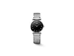 Longines La Grande Classique Quarz Edelstahl 24mm schwarzes Zifferblatt mit Diamanten Metallband – Damenuhren Uhr ohne Datum aus Edelstahl. Das Armband ist ein Edelstahlarmband. Der Zifferblatt ist ein Index.