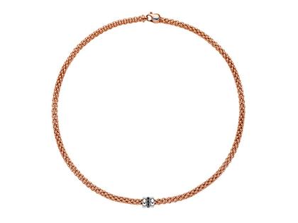 Halsschmuck Collier aus 750 Rotgold, 750 Weißgold und und rhodiniert.