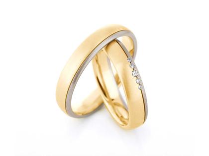Christian Bauer Trauring Paar Nr.  48 Gelbgold mit Weißgold – Ringe Trauring mit Besatz aus 750 Gelbgold, 750 Weißgold und und .
