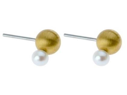 Apero Kugel mit Perle – Ohrschmuck Ohrstecker aus Edelstahl, Aluminium und und .