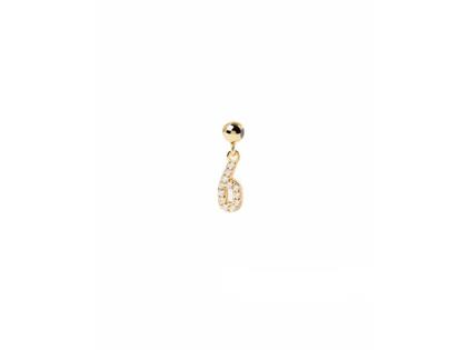 PDPAOLA Charm "6" Silber vergoldet mit Zirkonias – Anhänger Anhänger mit Besatz aus 750 Gelbgold, 925 Silber vergoldet und und .
