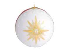 Meissen Baumschmuck Kugel "Meissen Christmas Star" rot mit goldener Öse – Porzellanwaren Porzellandekoration in weiß und aus Porzellan und vergoldet.