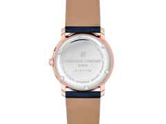 Frederique Constant Classics Index Business Timer Quarz Edelstahl roségold 40mm blaues Zifferblatt blaues Lederband – Herrenuhren Uhr mit Datum aus Edelstahl, Leder, PVD beschichtet und vergoldet. Das Gehäuse ist rund und roségold. Das Lederarmband ist blau. Das Zifferblatt ist ein Index in blau. – Ansicht 3