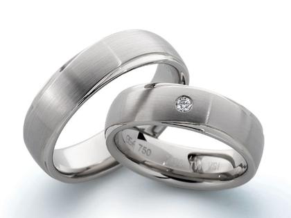 Eduard G. Fidel EGF  Trauringpaar Weißgold 6,0mm gewölbt mit Brillant 0,040ct – Ringe Trauring mit Besatz aus 750 Weißgold.
