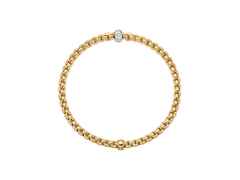 Fope Eka Tiny Flex'It Armband Gelbgold mit 1 Weißgold-Ronde und Brillanten 0,12ct flexibel – Armschmuck Armband aus 750 Gelbgold, 750 Weißgold und und . – Ansicht 2