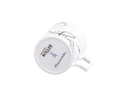 Meissen MUG Henkelbecher Juwelier Roller Art Edition "Osmar Osten, Kein Herz - Kein Infarkt" – Porzellanwaren Tafelporzellan in weiß und aus Porzellan und vergoldet. – Ansicht 4