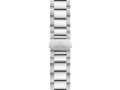 Omega Seamaster Aqua Terra 150M Automatik Edelstahl 43mm hellblaues Zifferblatt Metallband – Herrenuhren Uhr mit Datum aus Edelstahl. Das Gehäuse ist rund und silber. Das Edelstahlarmband ist silber. Das Zifferblatt ist ein Index in blau. – Ansicht 6