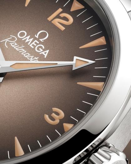 Omega Seamaster Railmaster Automatik Edelstahl 38mm braunes Zifferblatt braunes Lederband – Herrenuhren Uhr ohne Datum aus Edelstahl. Das Gehäuse ist rund und silber. Das Lederarmband ist braun. Das Zifferblatt ist arabisch Index und braun. – Ansicht 2