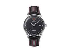 Union Glashütte Noramis Datum Paul Pietsch Sonderedition Automatik Edelstahl 40mm schwarzes Zifferblatt schwarzes Lederband – Herrenuhren Uhr mit Datum aus Edelstahl. Das Gehäuse ist rund und silber. Das Lederarmband ist schwarz. Das Zifferblatt ist ein Index in schwarz.