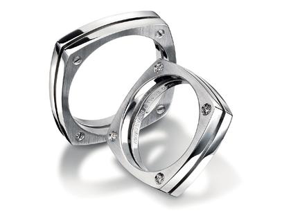 Furrer Jacot Trauring Paar Nr. 13 – Ringe Trauring mit Besatz aus 950 Palladium.