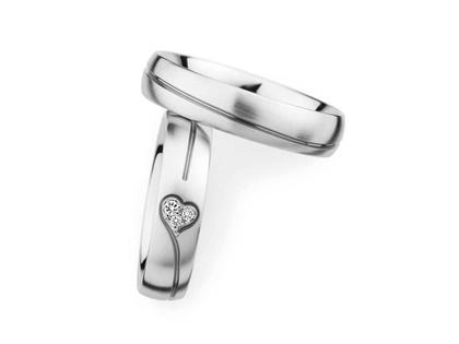 Christian Bauer Trauring Paar Nr.  29 Platin – Ringe Trauring mit Besatz aus 950 Platin.