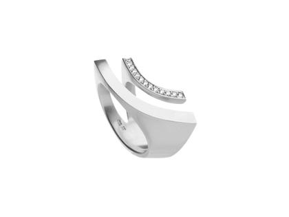 Angela Hübel Regenbogen Ring Platin mit Brillanten 0,140ct – Ringe Ring mit Besatz in grau und aus 950 Platin.