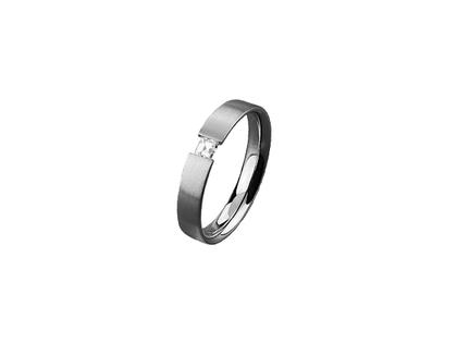 Meilenstein Ring eckig Platin mit Carré-Diamant 0,120ct – Ringe Ring mit Besatz in grau und aus 950 Platin.