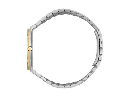 Gucci 25H Quarz Edelstahl 34mm goldenes Zifferblatt Metallband YA163403 – Damenuhren Uhr ohne Datum aus 750 Gelbgold, Edelstahl und vergoldet. Das Gehäuse ist rund und silber-gelbgold. Das Edelstahlarmband ist silber. Das Zifferblatt ist ein Index in gelbgold. – Ansicht 3