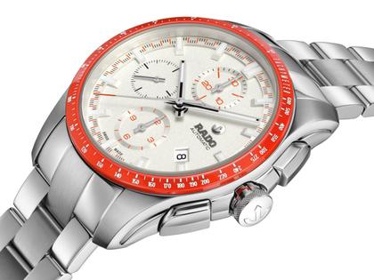 Rado HyperChrome Chronograph Automatik Edelstahl 44mm weißes Zifferblatt Metallband – Herrenuhren Chronograph aus Edelstahl und Keramik. Das Gehäuse ist rund und silber. Das Edelstahlarmband ist silber. Das Zifferblatt ist ein Index in weiß. – Ansicht 2