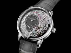 Glashütte Original PanoInverse Handaufzug Platin 42mm skelettiertes Zifferblatt graues Lederband Limited Edition – Herrenuhren Uhr ohne Datum aus 950 Platin. Das Gehäuse ist rund und silber. Das Lederarmband Kroko / Alligator ist grau. Das Zifferblatt ist ein Index in silber. – Ansicht 3