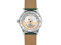 Frederique Constant Classic Moonphase Date Manufacture Automatik Edelstahl 40mm grünes Zifferblatt grünes Lederband – Herrenuhren Uhr mit Datum aus Edelstahl und Leder. Das Gehäuse ist rund und silber. Das Lederarmband Kroko / Alligator ist grün. Das Zifferblatt ist ein Index in grün. – Ansicht 3